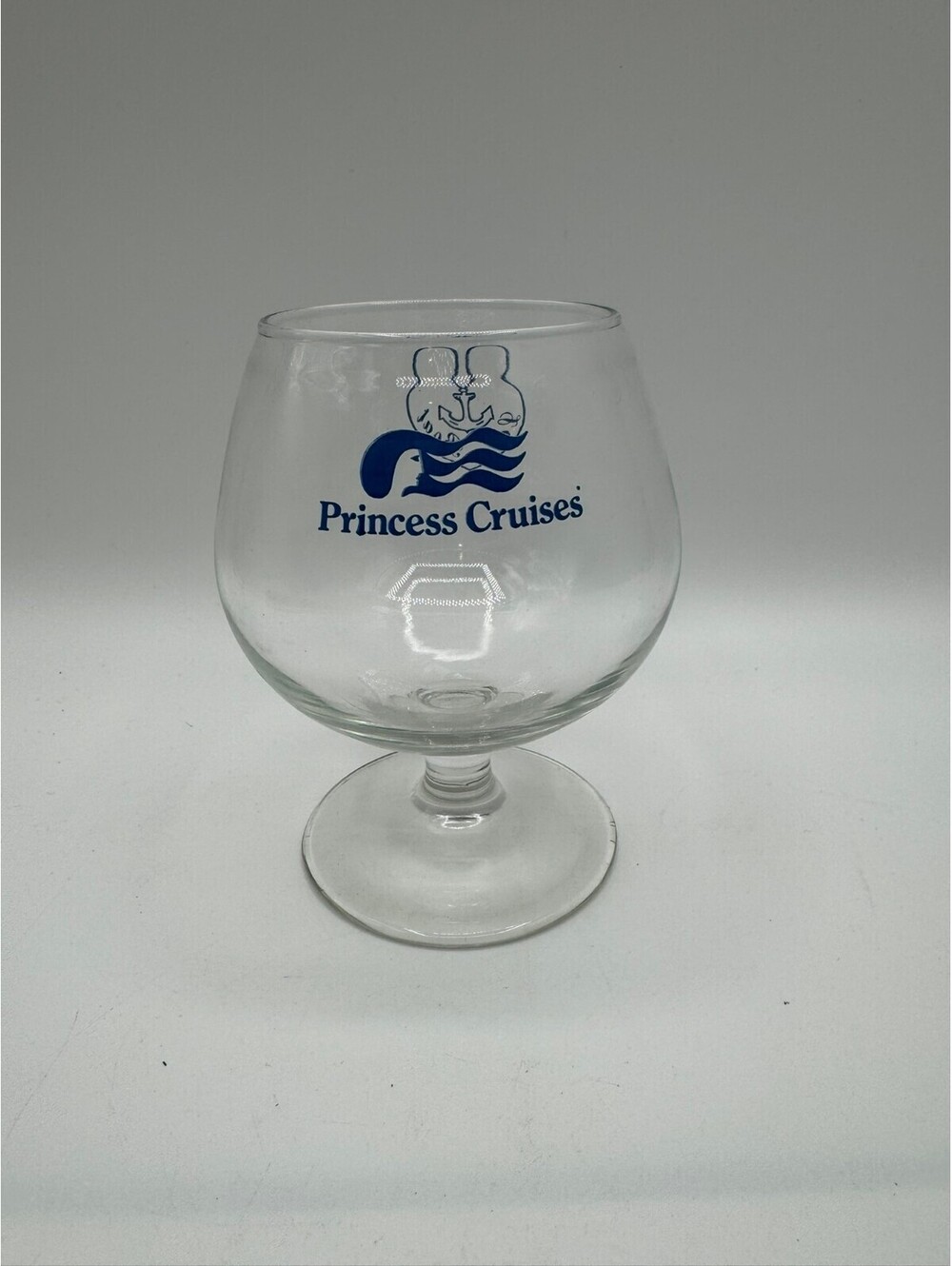 Princess Cruises Love Boat Brandy Snifter Glass Blue Logo Cruise Ship Souvenir